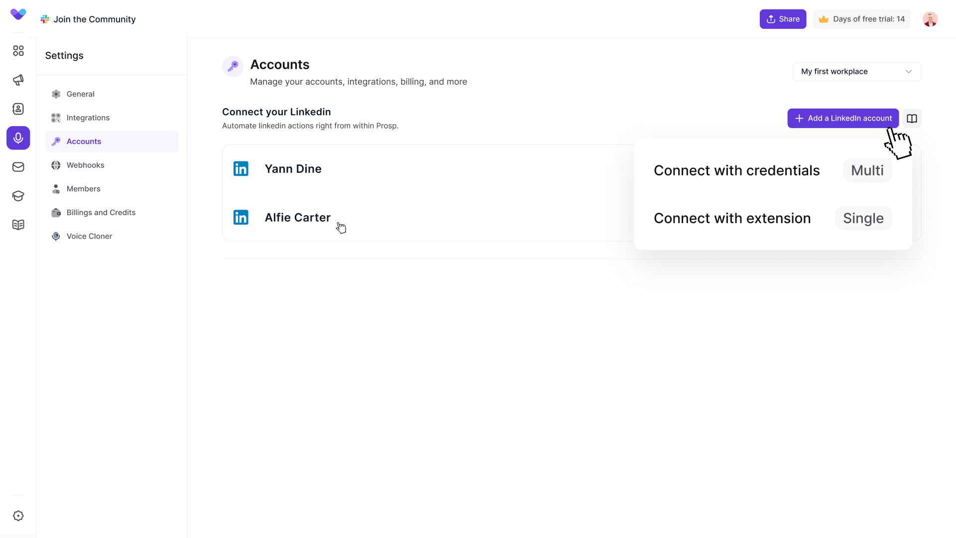 Multiple accounts