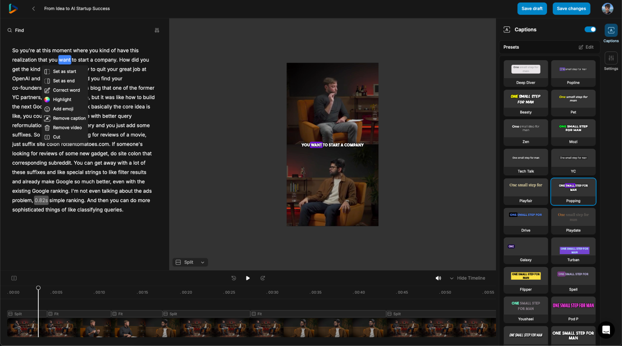 Transcript-based editor